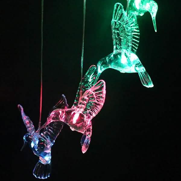 Solar Color Changing LED Hummingbird Wind Chimes DailySale