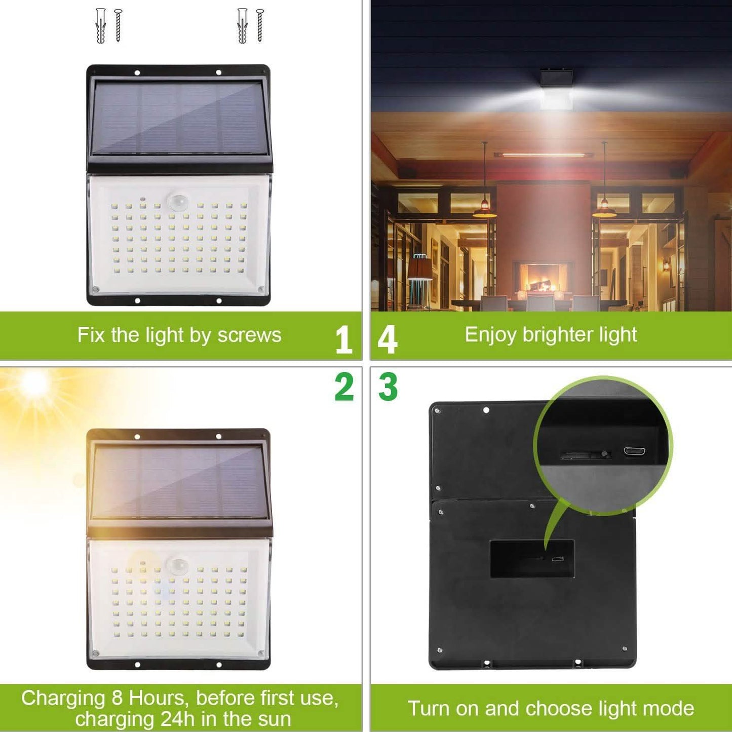 Solar Lights 88 LEDs Outdoor Wall Lamps DailySale