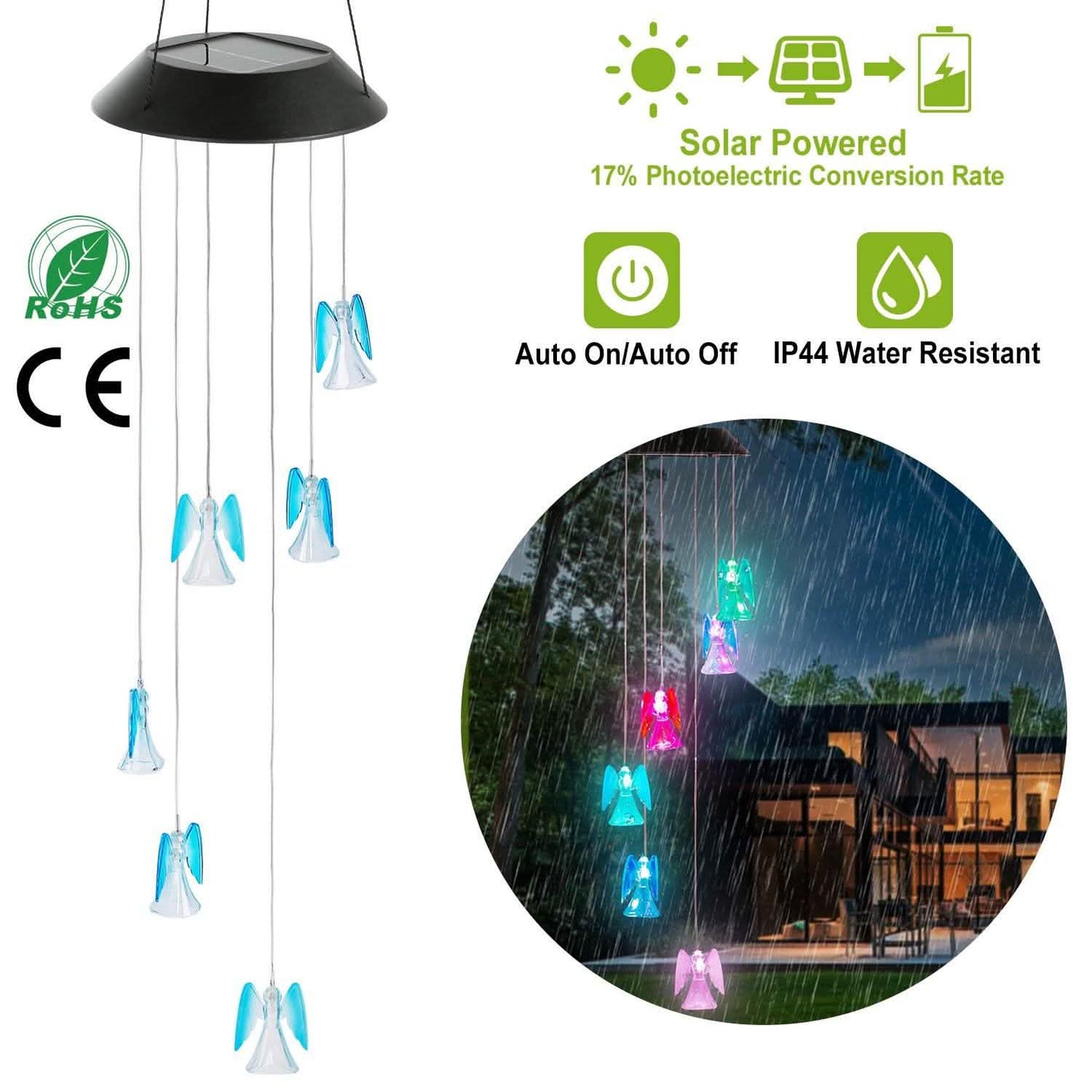 Solar Powered Angel Lights Wind Chimes LED Color Changing DailySale