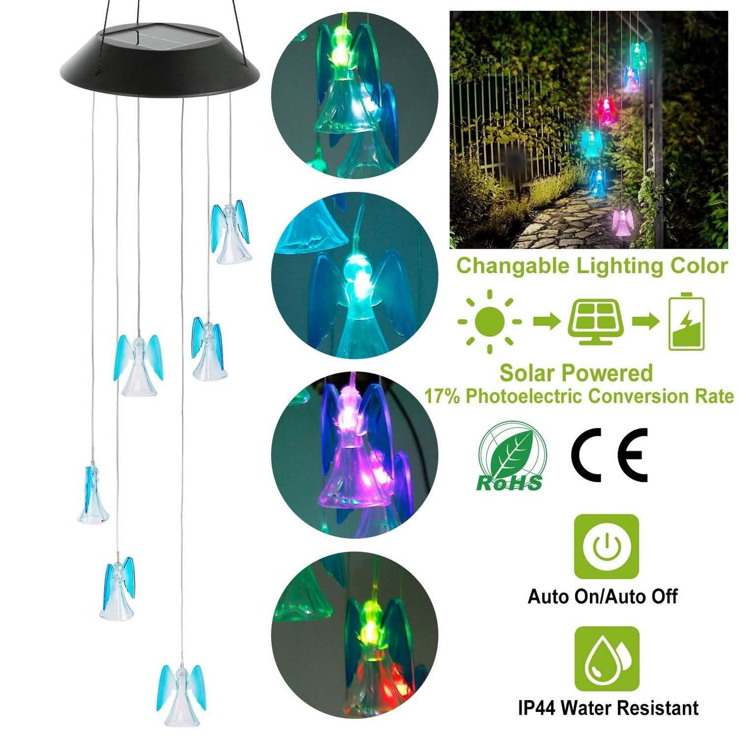 Solar Powered Angel Lights Wind Chimes LED Color Changing DailySale