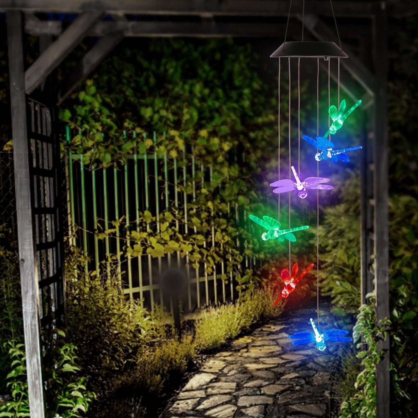 Solar Powered Dragonfly Lights Wind Chimes DailySale
