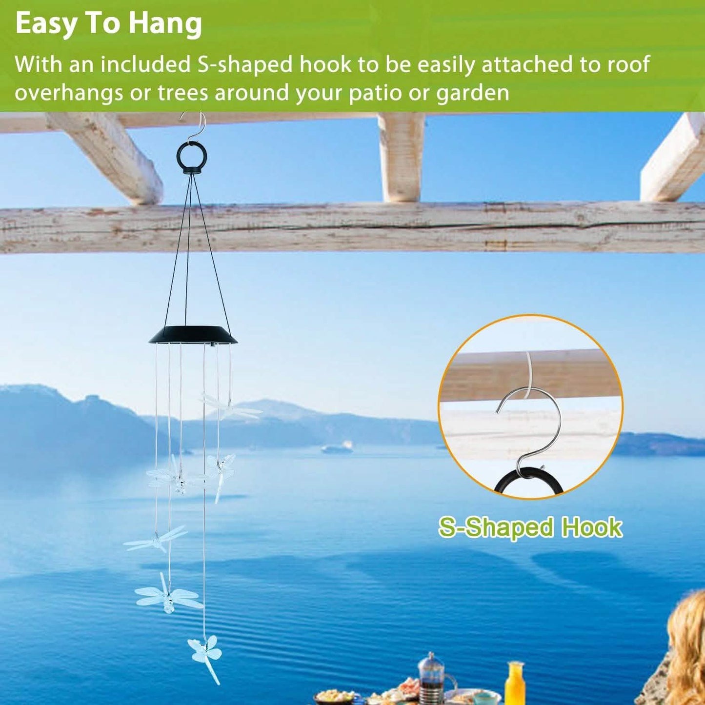 Solar Powered Dragonfly Lights Wind Chimes DailySale