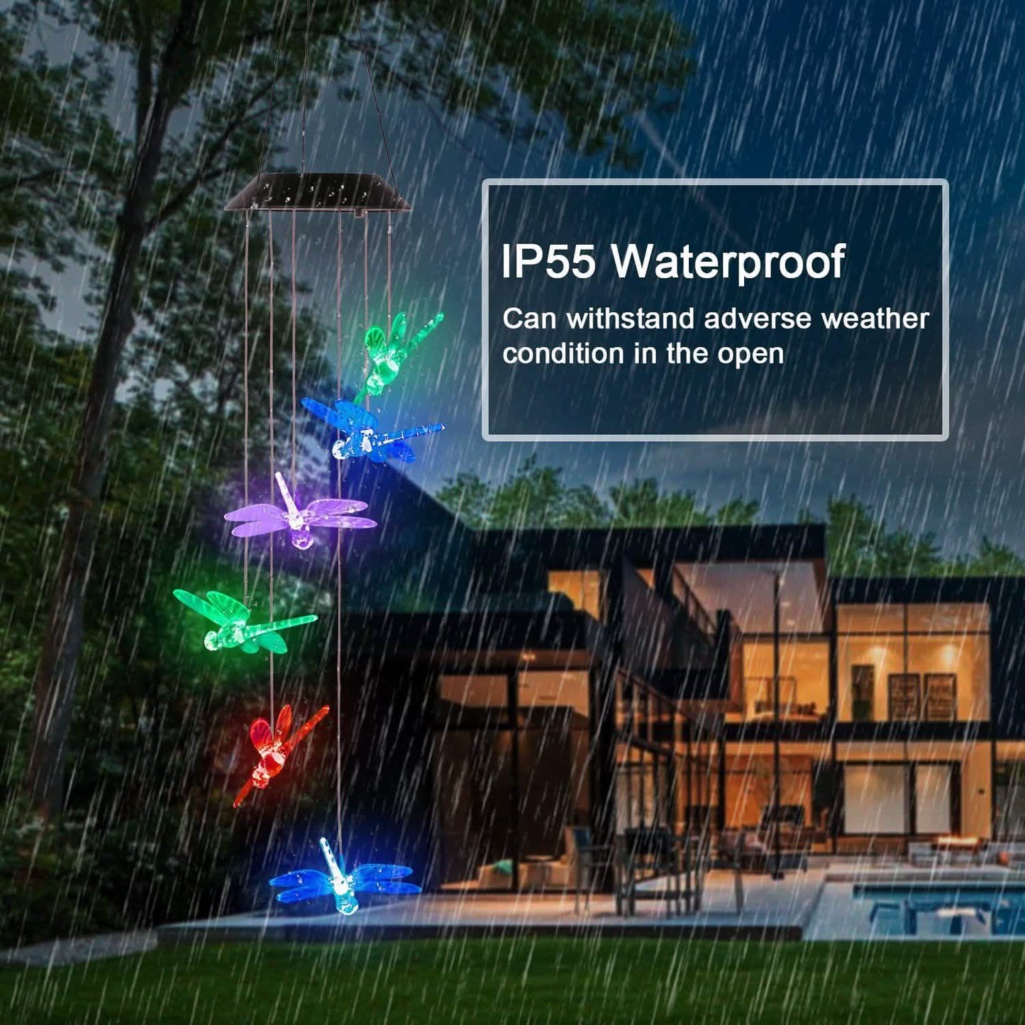 Solar Powered Dragonfly Lights Wind Chimes DailySale