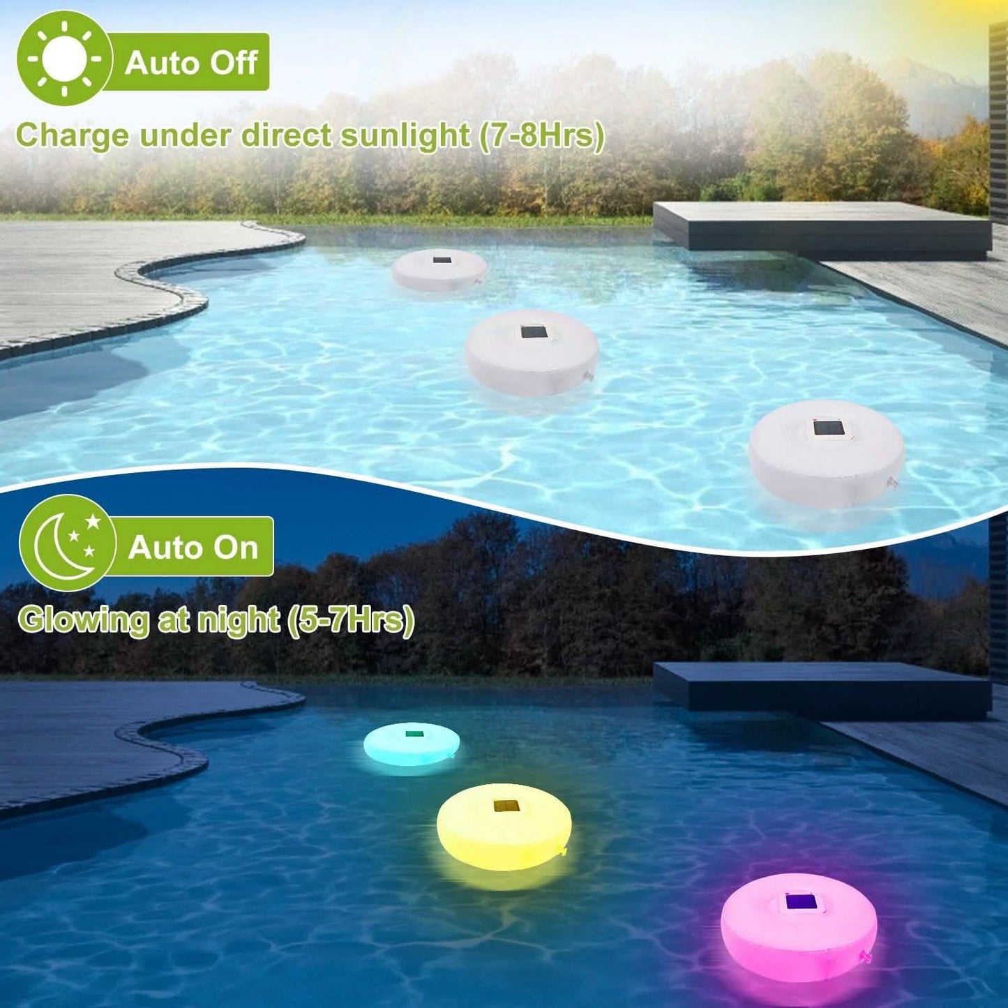 Solar Powered Floating Pool Lamps Light Sensor DailySale