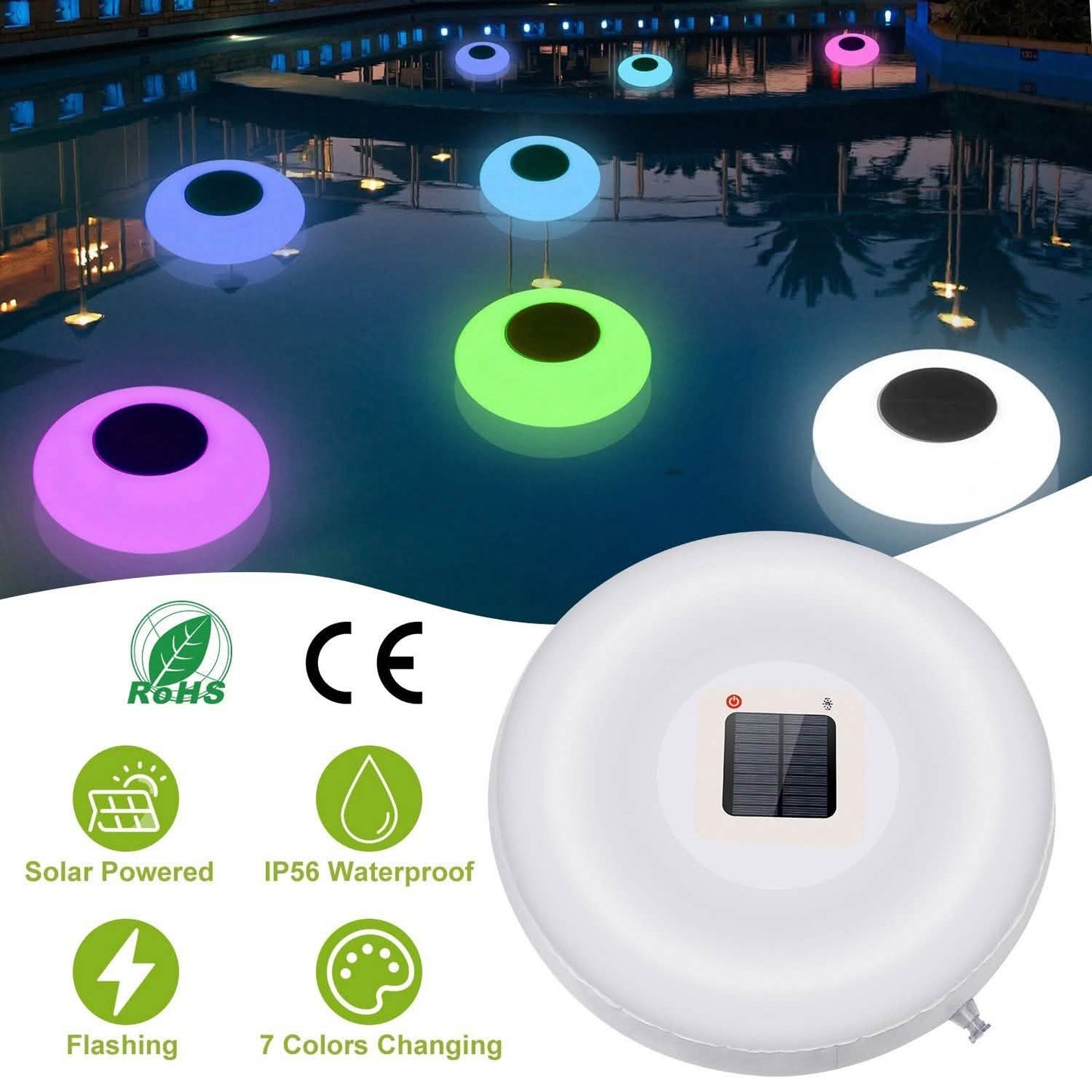 Solar Powered Floating Pool Lamps Light Sensor DailySale
