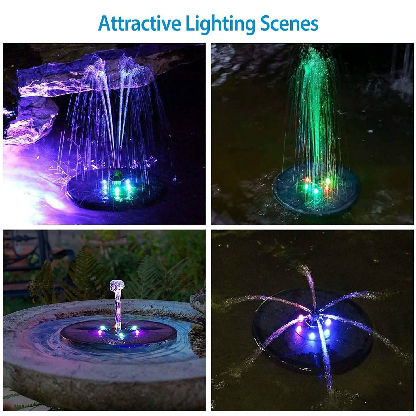 Solar Powered Fountain Pump with LED Lights DailySale