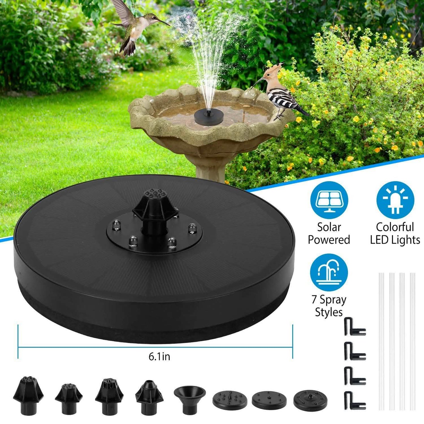 Solar Powered Fountain Pump with LED Lights DailySale