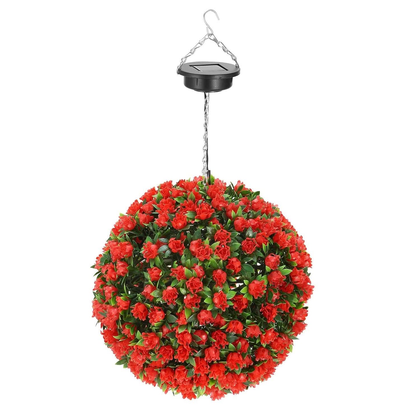 Solar Powered Topiary Ball Artificial Rose 20 LED Lights DailySale