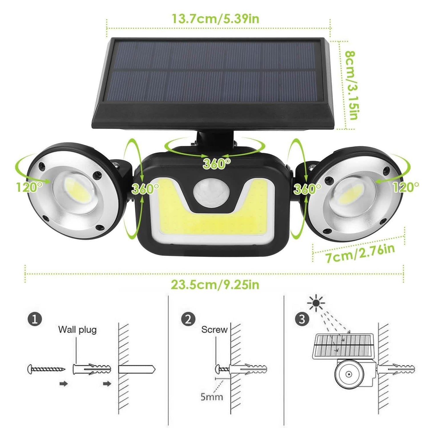 Solar Wall Light Outdoor PIR Motion Sensor LED DailySale