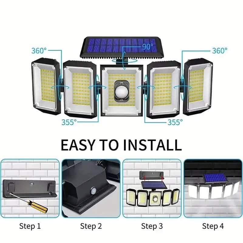 Solar Wall Light with 5 Adjustable Angle Heads DailySale
