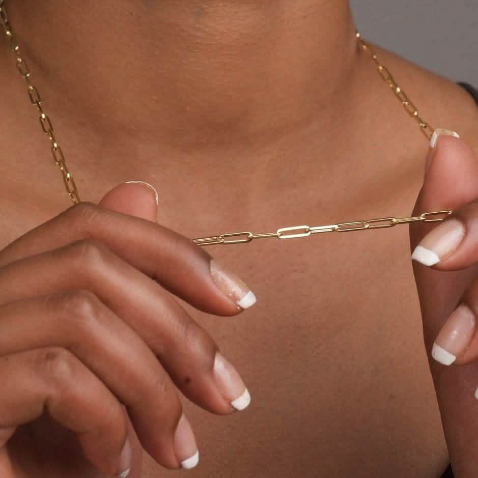 Solid 14K Gold 5mm Paperclip Chain Necklace Made In Italy DailySale