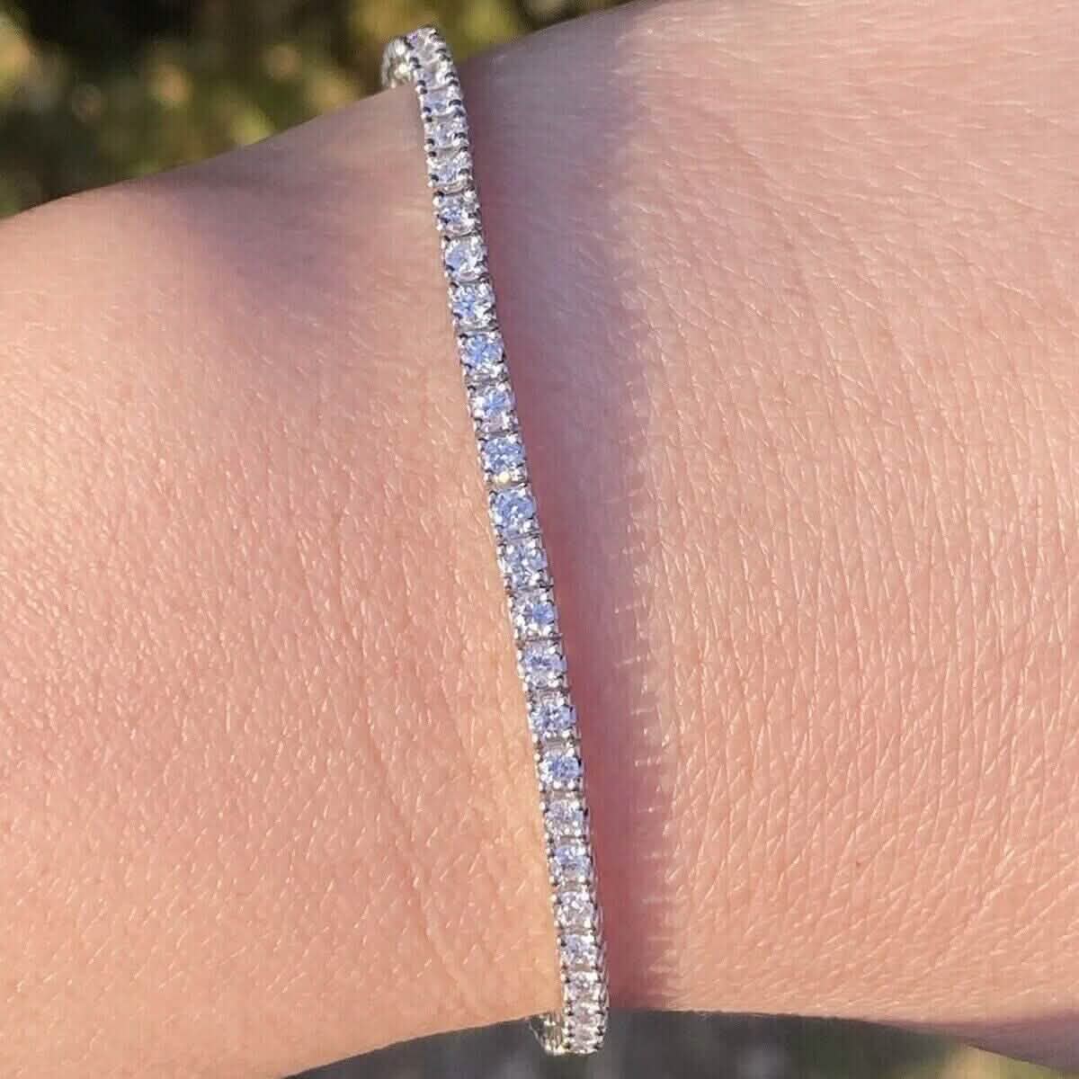 Solid 14K White Gold 2.13CTW 100% Natural Diamond Tennis Bracelet DailySale