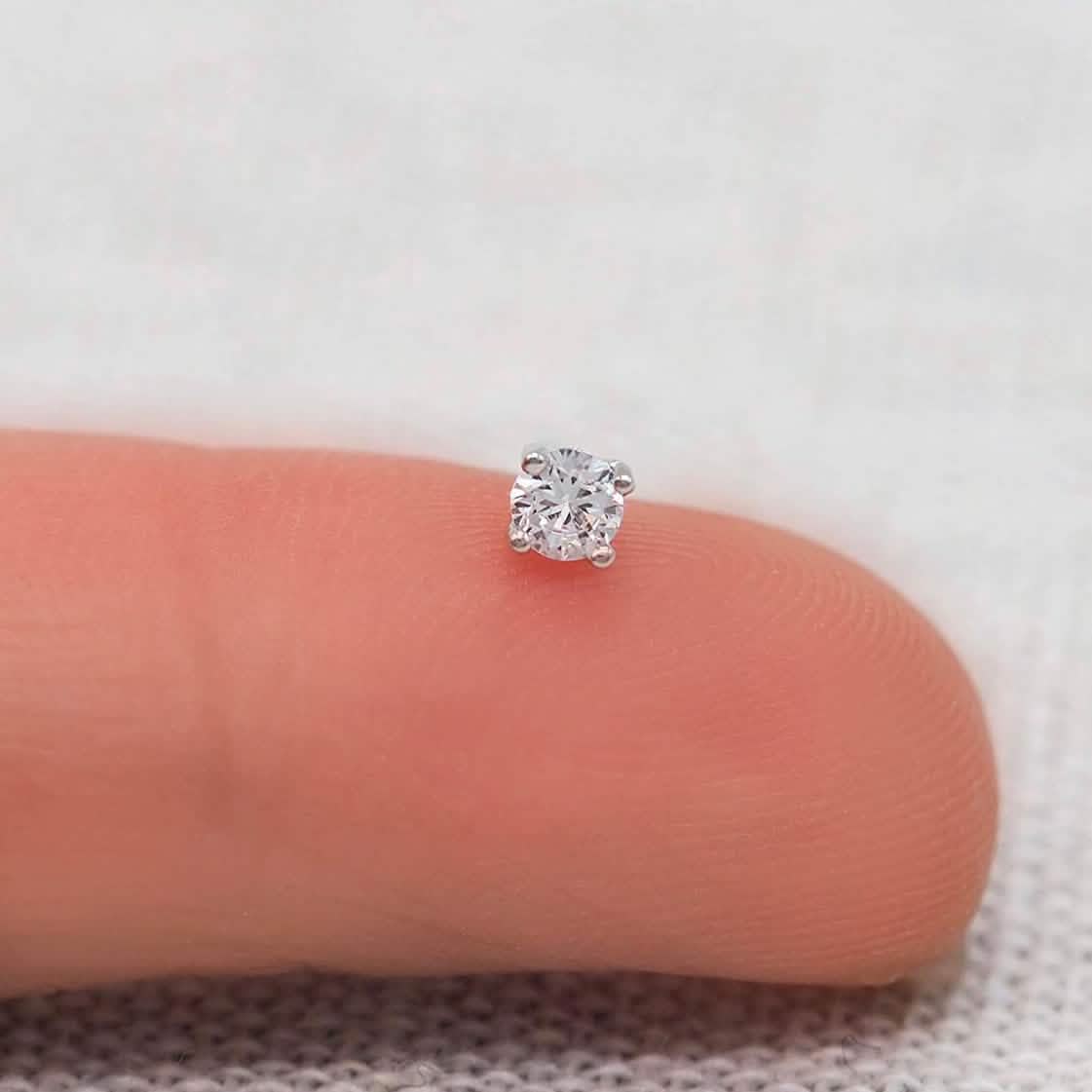 Solid 925 Sterling Silver Round Cut Crystal Small Studs DailySale
