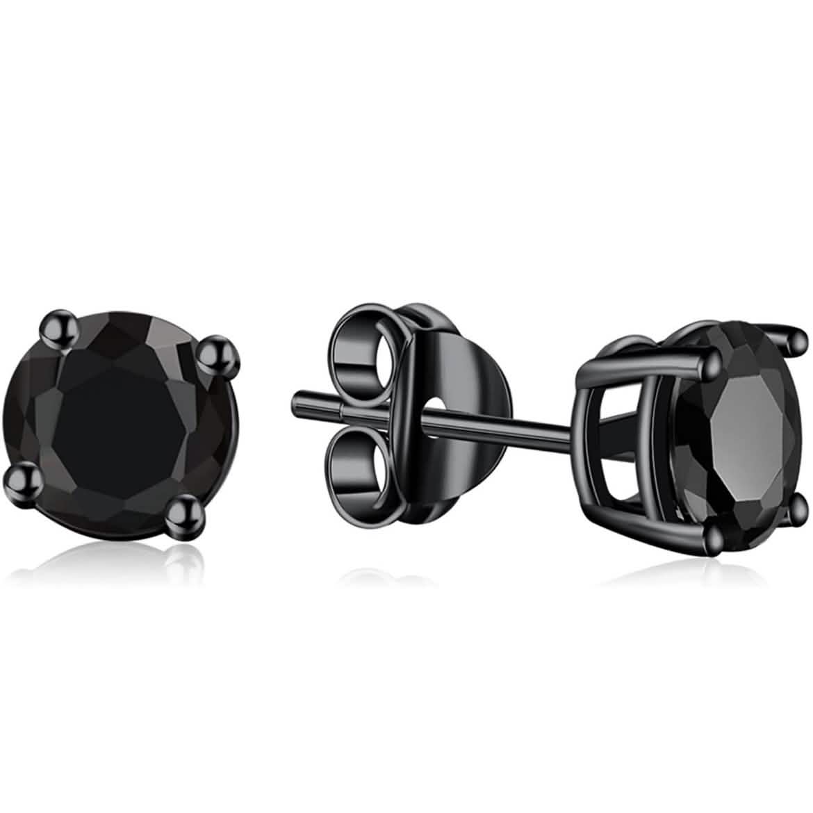 Solid Sterling Silver Black CZ Studs DailySale