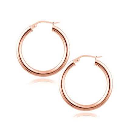Solid Sterling Silver French Lock Hoops in Rose Gold DailySale