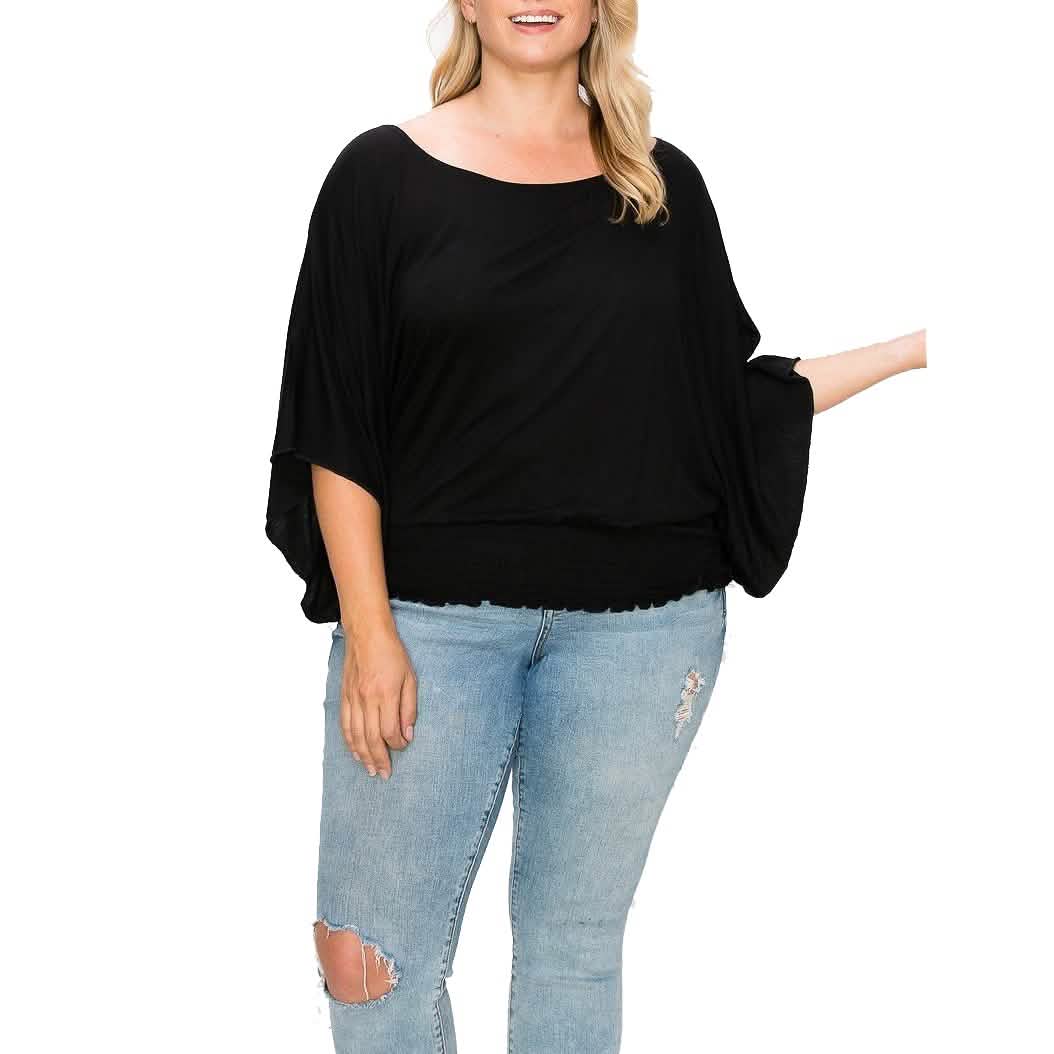 Solid Top Featuring Flattering Wide Sleeves DailySale