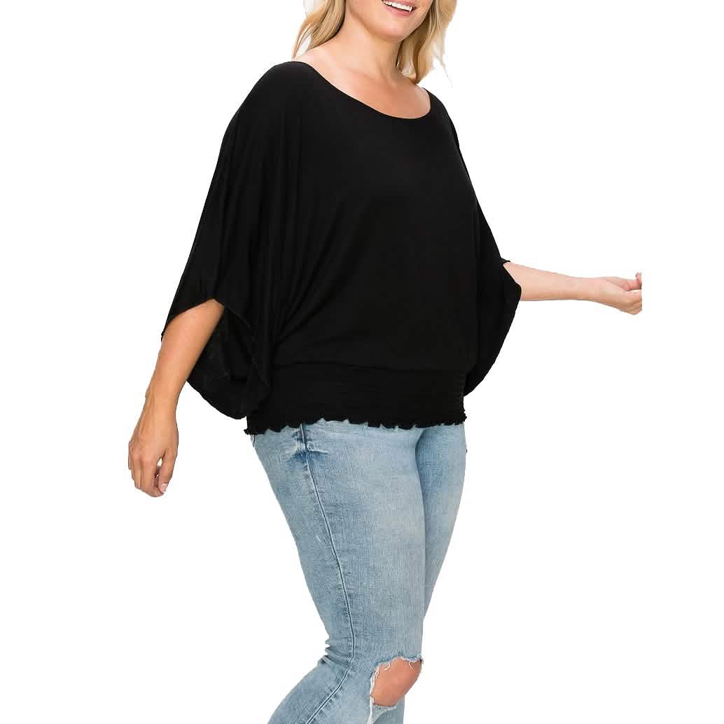 Solid Top Featuring Flattering Wide Sleeves DailySale