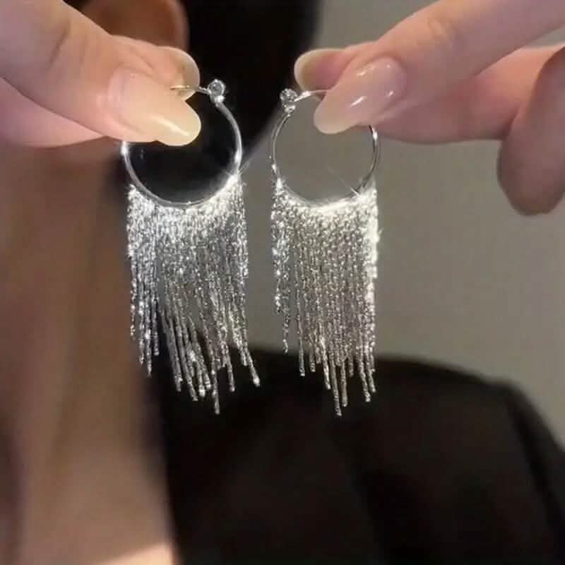 Sparkling Tassel Design Dangle Earrings DailySale