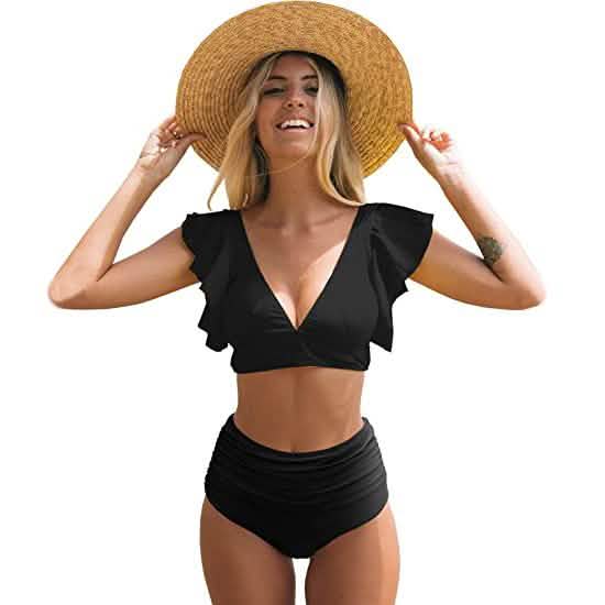 Sporlike Women Ruffle High Waist Swimsuit DailySale