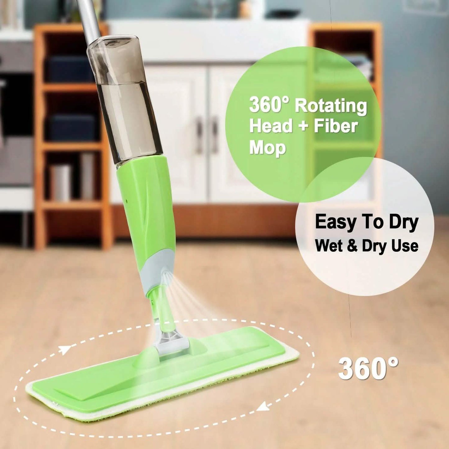 Spray Mop 360° Rotating Head Floor Cleaner 600Ml Bottle Fiber Sweeper Flat Mop DailySale