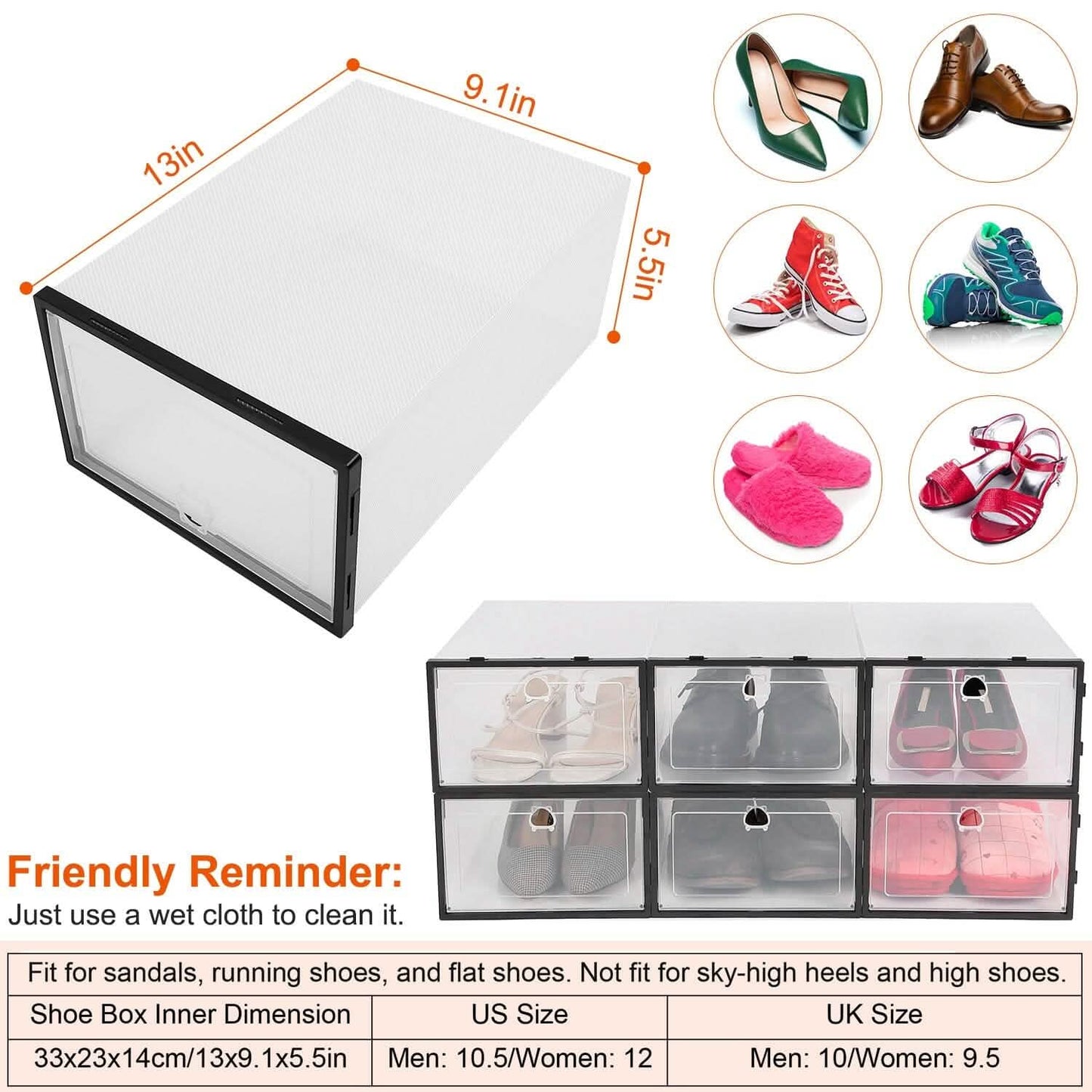 Stackable Shoe Storage Bin Transparent Dustproof DailySale