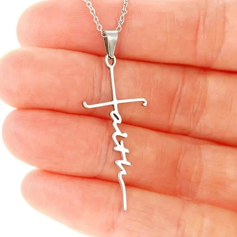 Stainless Steel Faith Word Church Prayer Religious Pendant Necklace DailySale
