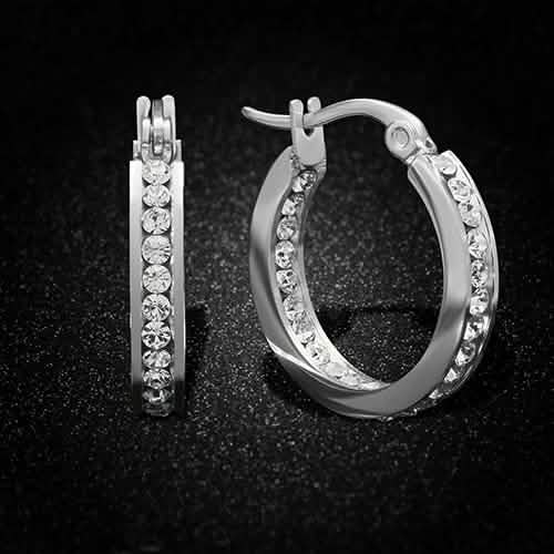 Stainless Steel Huggies Adorned with Swarovski Crystals DailySale