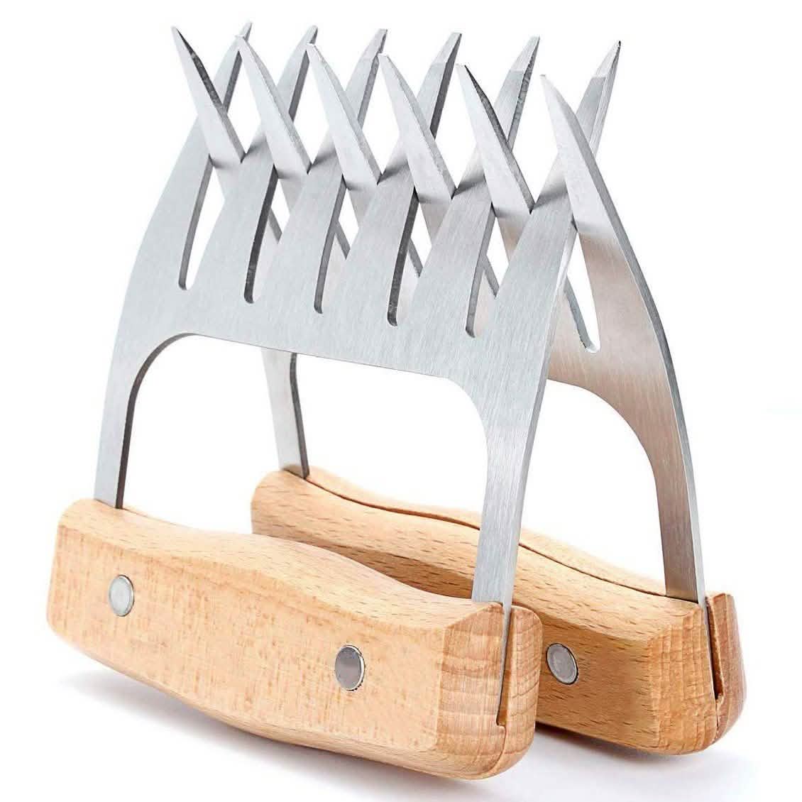 Stainless Steel Meat-Shredding Claws with Wooden Handle DailySale