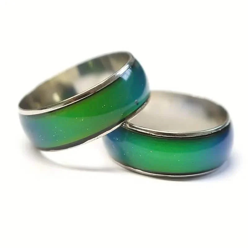 Stainless Steel Mood Ring Inlaid Thermal Discoloration Stone DailySale