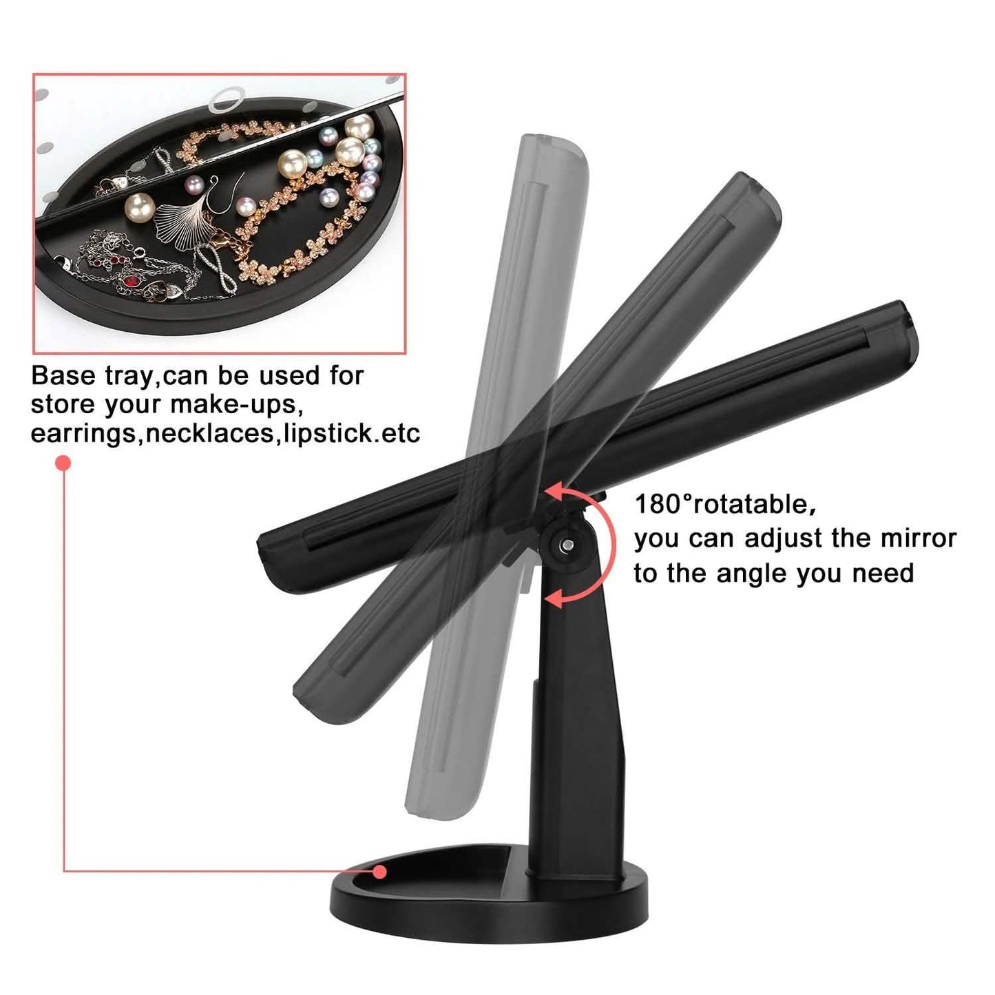 Standing Make Up Mirror Vanity USB 21 LED Light 10X 3X 2X 1X Magnification Black DailySale