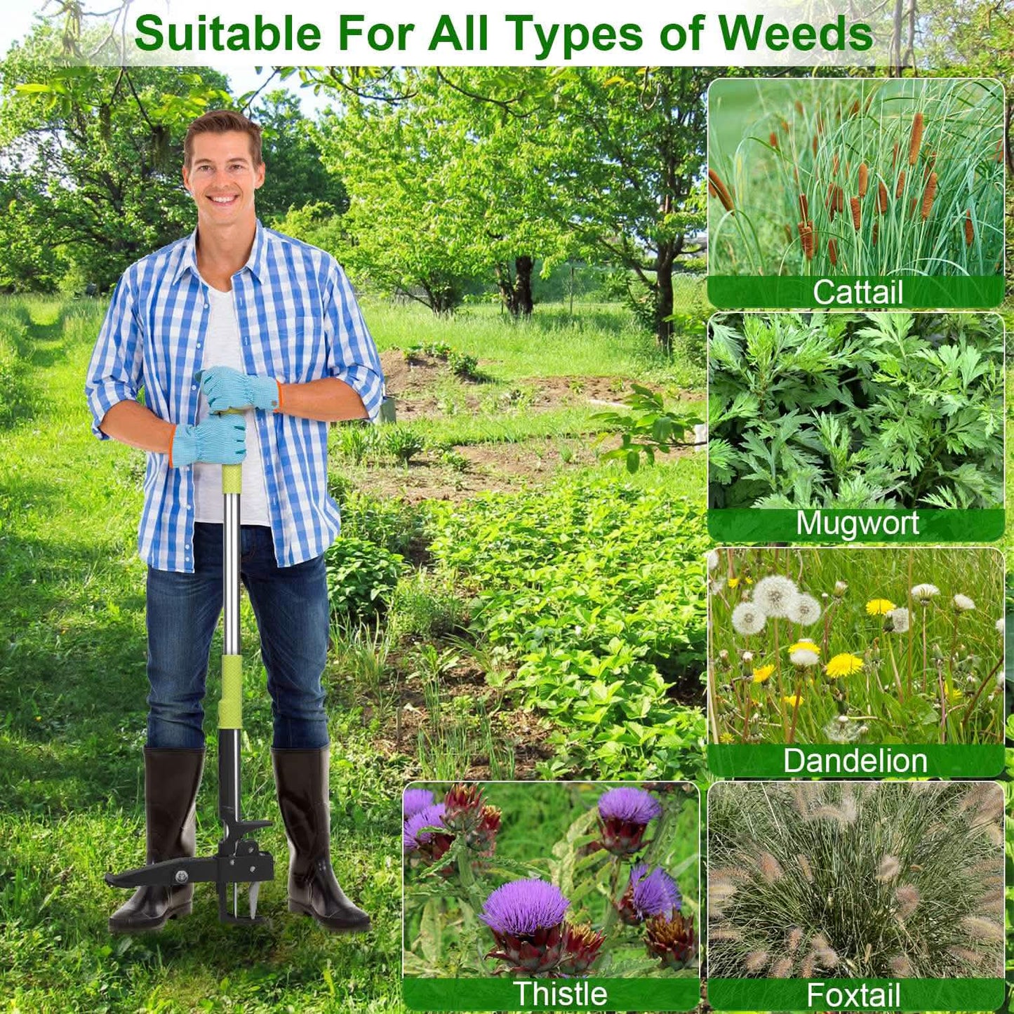 Standup Aluminum Weed Puller with 4 Claws DailySale