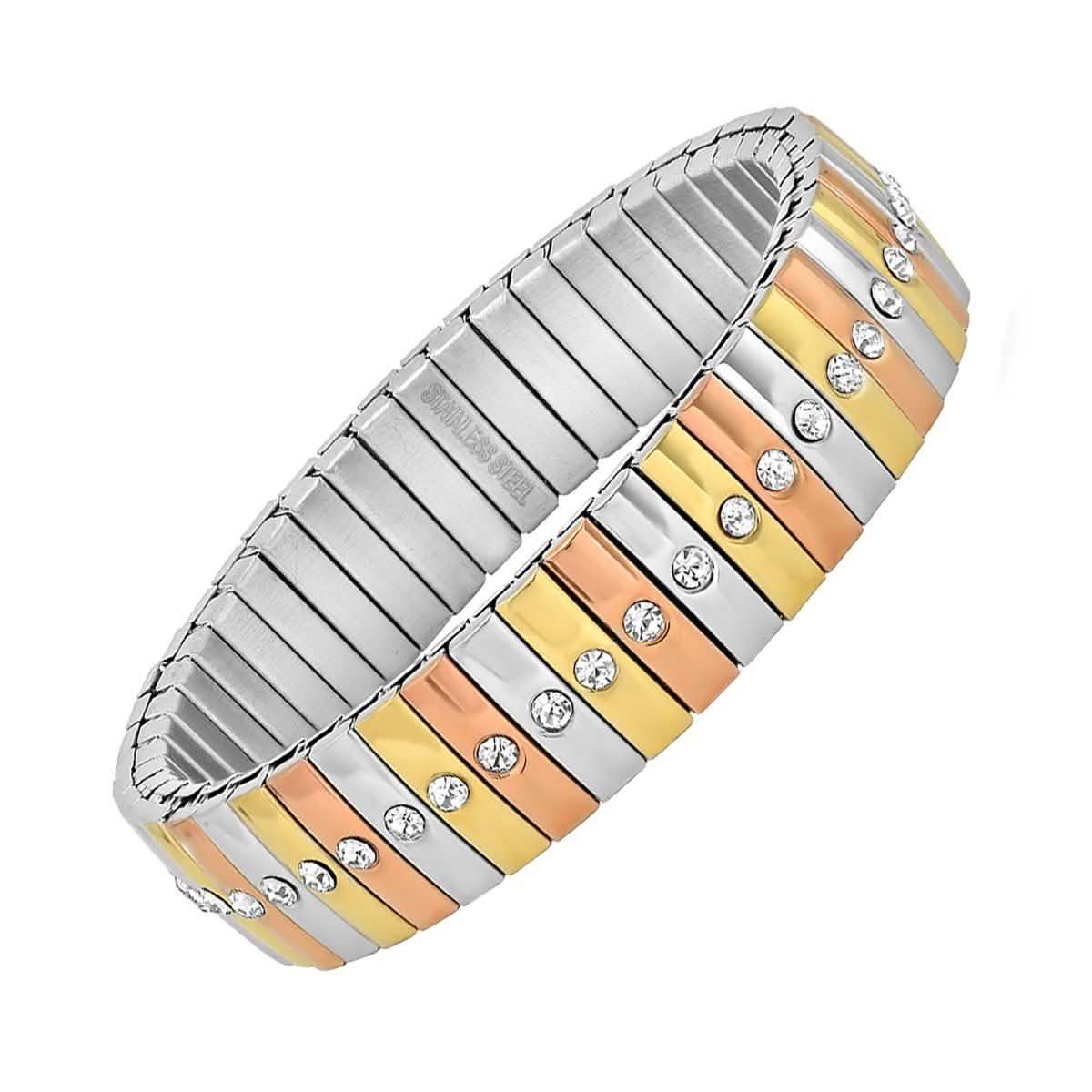 Steel by Design Stainless Tri-Color Stretch Bracelet DailySale