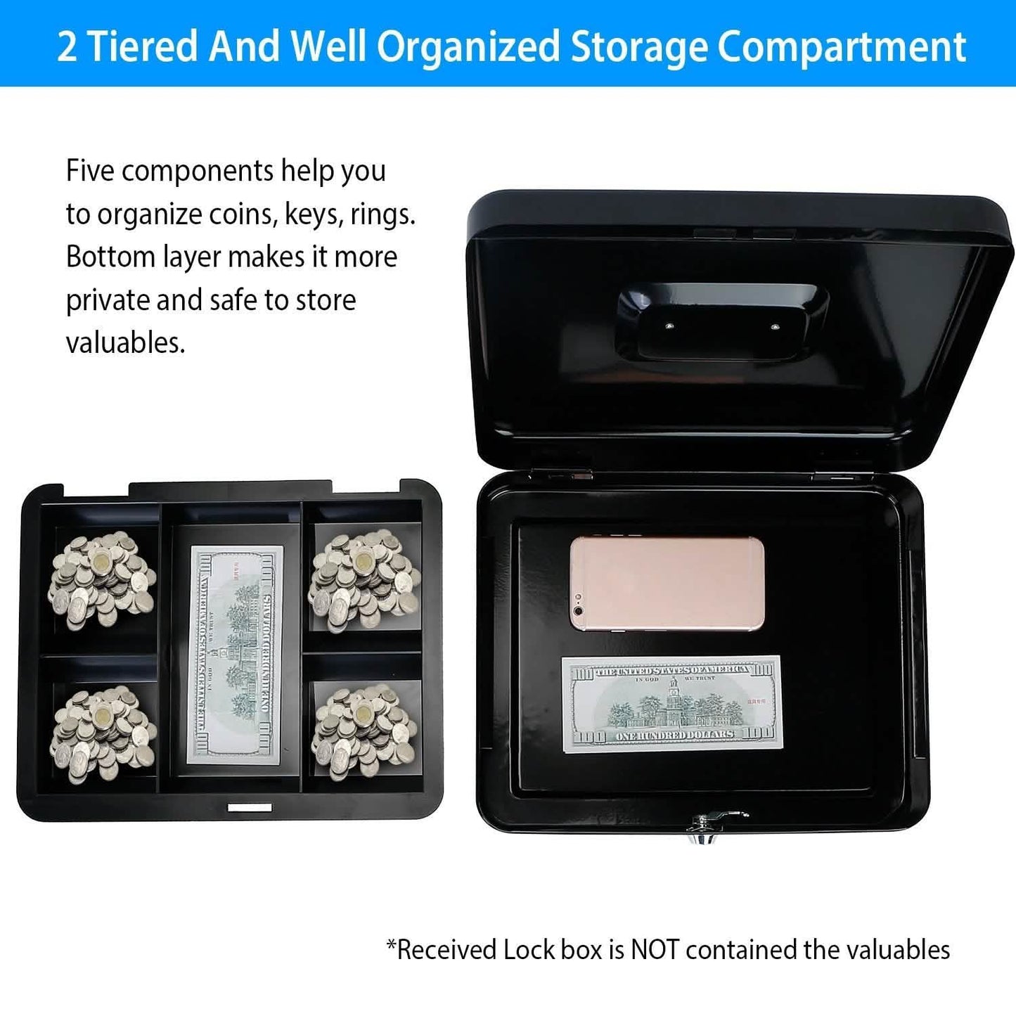 Steel Cash Box with Removable Tray DailySale