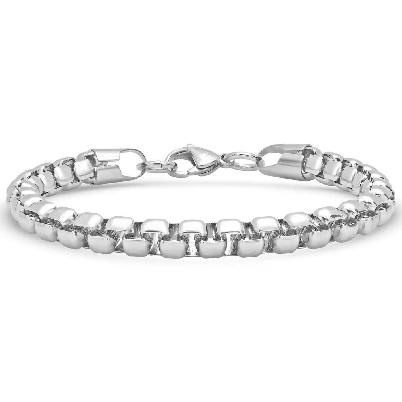 Steeltime Men's 7mm Round Box Stainless Steel Necklace and Bracelet DailySale