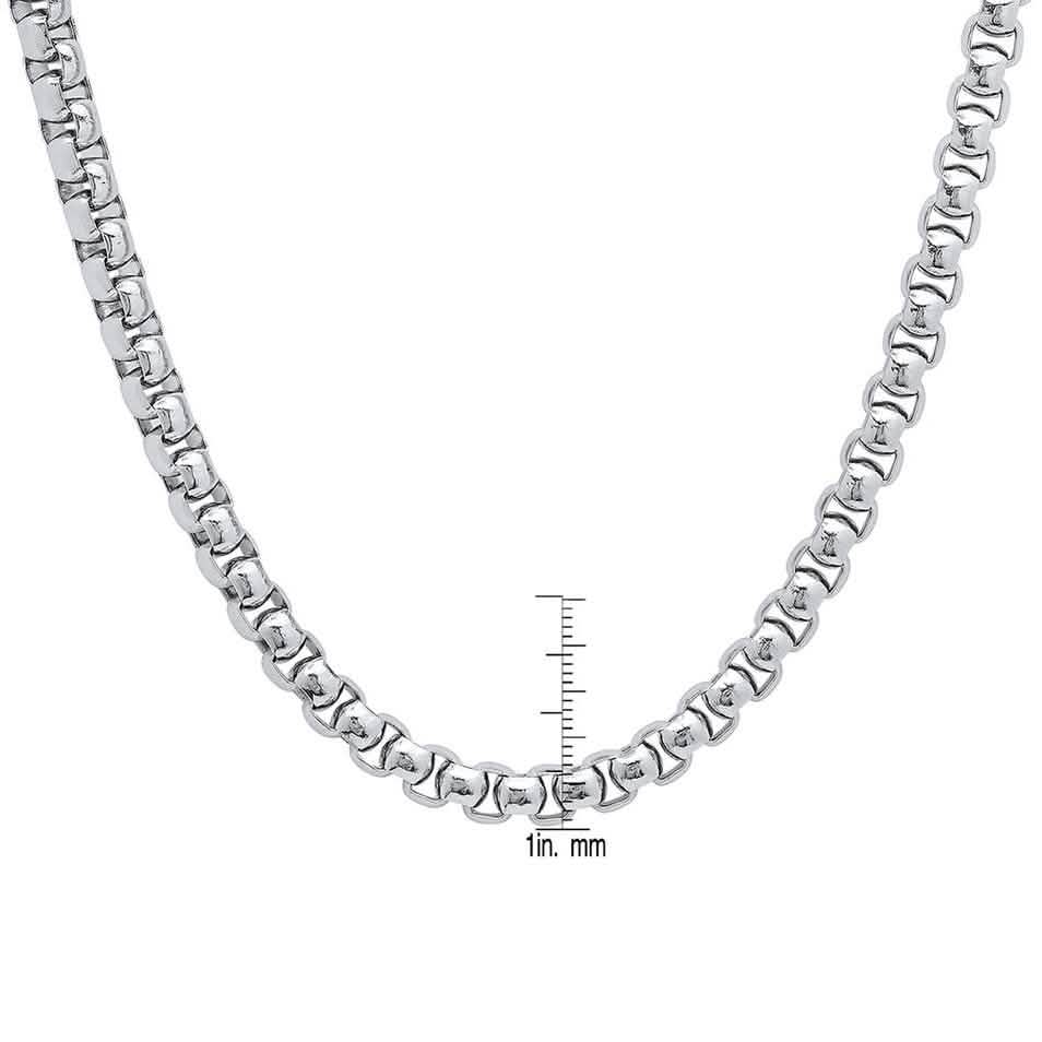 Steeltime Men's 7mm Round Box Stainless Steel Necklace and Bracelet DailySale