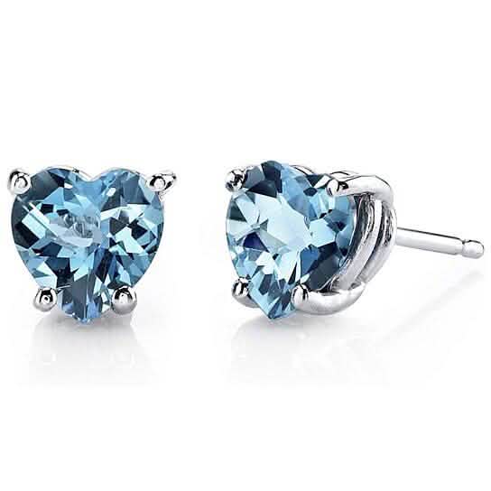 Sterling Silver 2.00 CTTW Blue Topaz Heart Studs DailySale