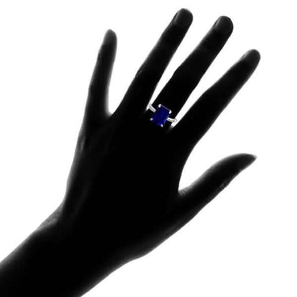 Sterling Silver 4.00 CTW Emerald Cut Genuine Sapphire Ring DailySale