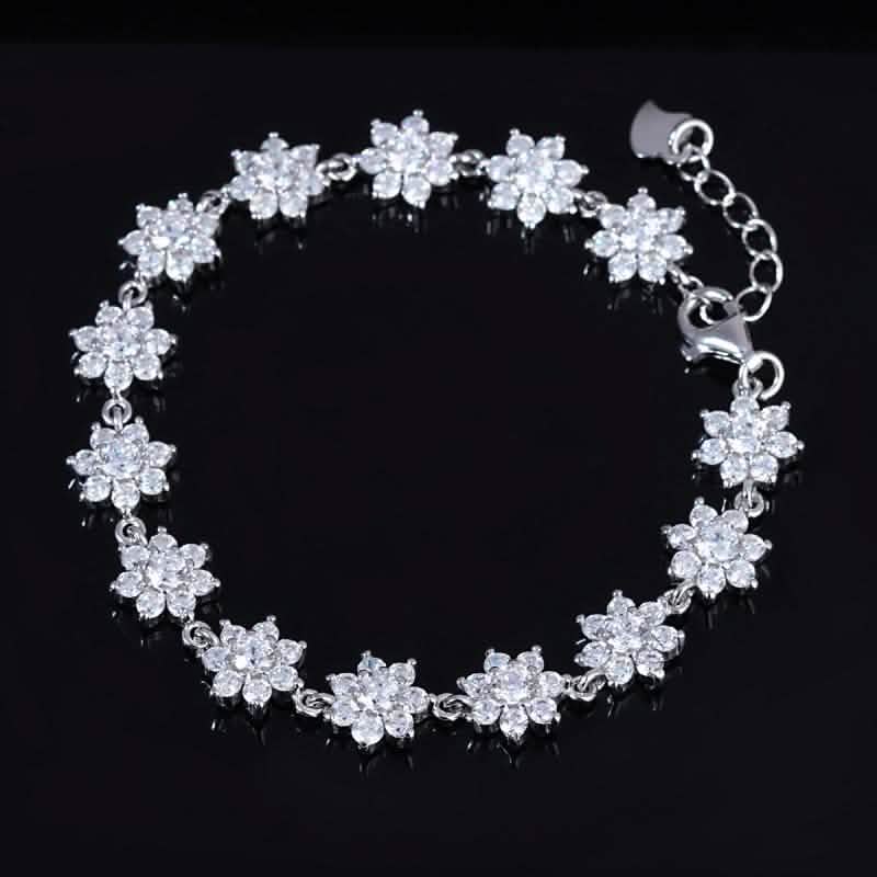 Sterling Silver Crystal Flower Tennis Bracelet DailySale