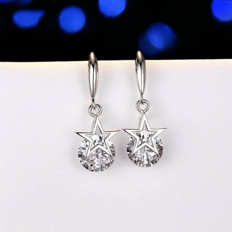 Sterling Silver Crystal Star Hook Earrings DailySale