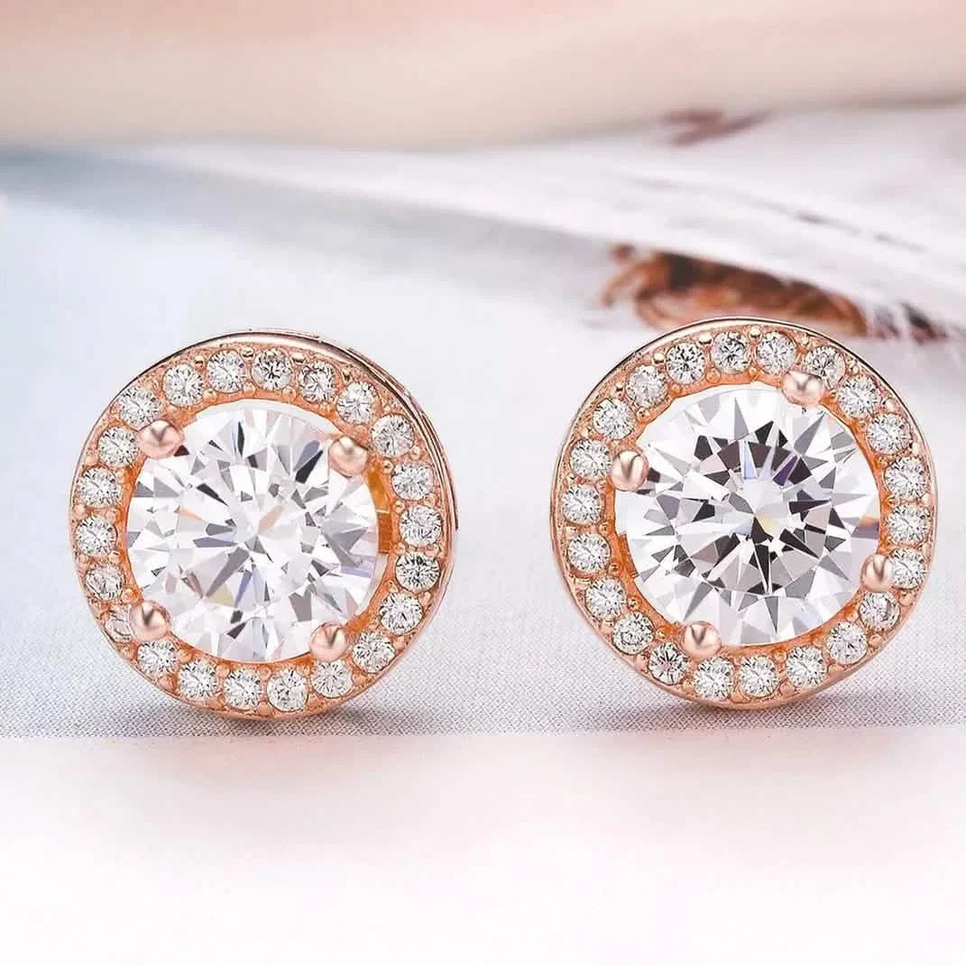 Sterling Silver Cubic Zirconia Classic Halo Stud Earrings DailySale