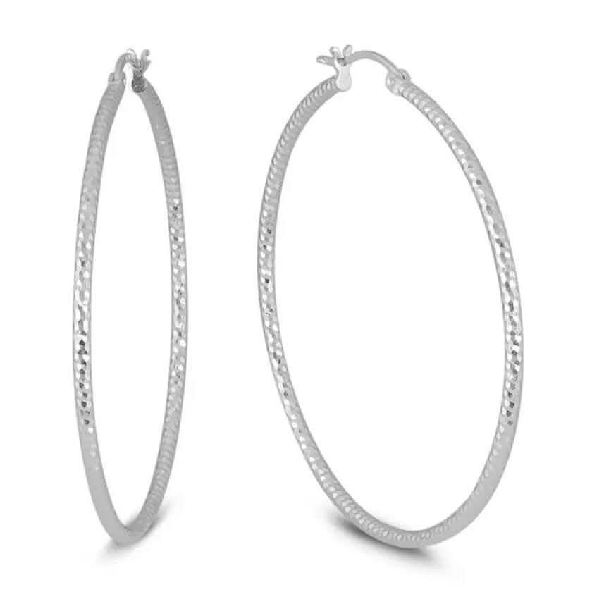 Sterling Silver Diamond Cut Hoop Earrings by Sevil 925 DailySale