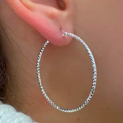 Sterling Silver Diamond Cut Hoop Earrings by Sevil 925 DailySale