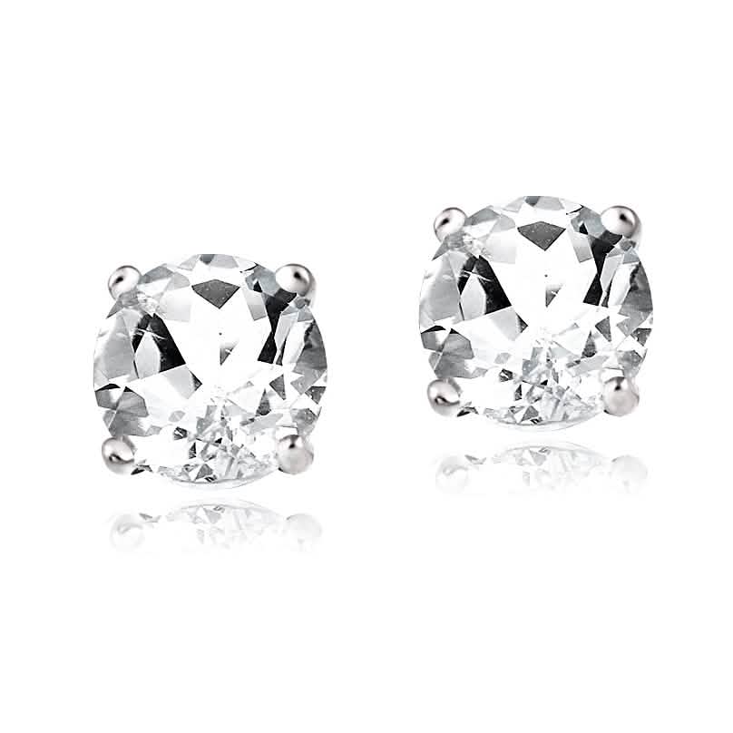 Sterling Silver Genuine 2 Carat White Topaz Stud Earrings DailySale