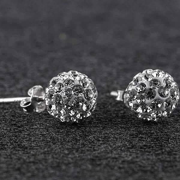 Sterling Silver White Austrian Crystal Ball Studs DailySale
