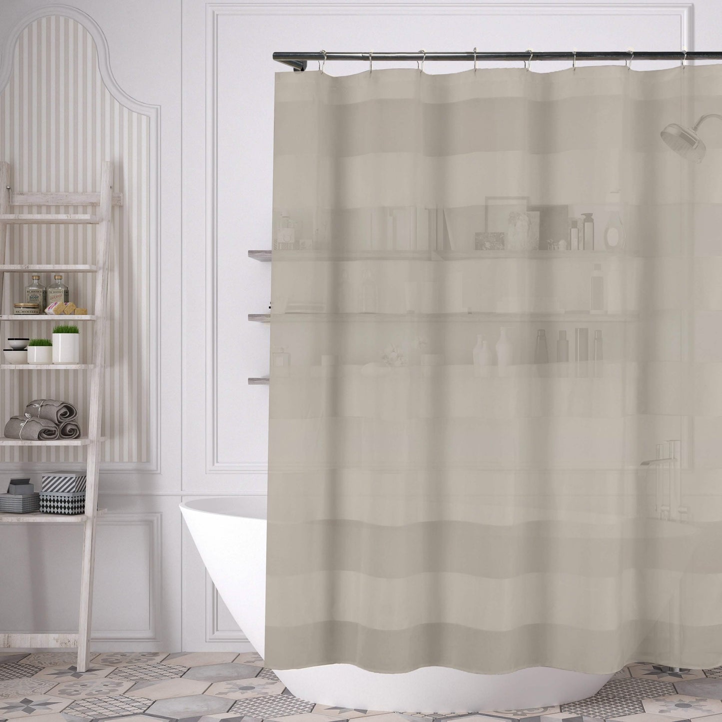 Striped Shower Curtain 70" x 72" with 12-Piece Hook Set DailySale