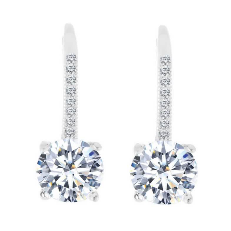 Studded Crystal Leverback Earring in 14K White Gold DailySale