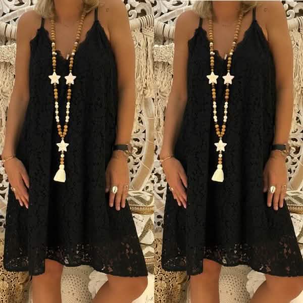 Summer Women's Loose V-neck Sling Sleeveless Dress DailySale