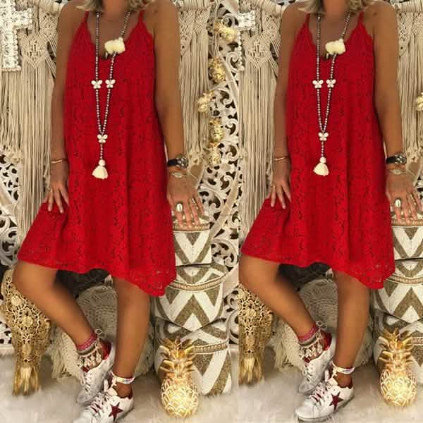 Summer Women's Loose V-neck Sling Sleeveless Dress DailySale