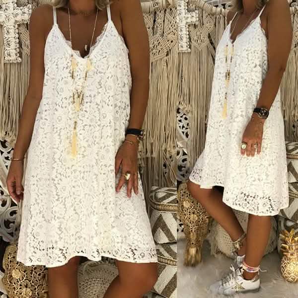 Summer Women's Loose V-neck Sling Sleeveless Dress DailySale