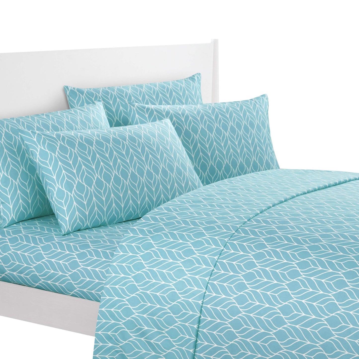 Super Soft Two-Tone Geometric Leaf Pattern Sheet Set DailySale